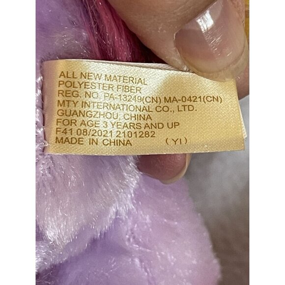 Sparkly Pink‎ & Purple Unicorn Plush Toy With Bow Rainbow Mane MTY International - Picture 6 of 6